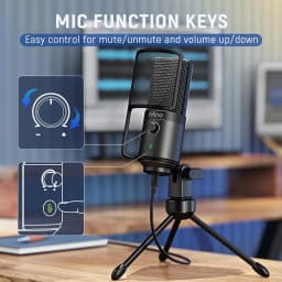 FIFINE USB Streaming Microphone with Pop Filter,Condenser Mic Set with Tap-to-Mute&Vol Control for PC,Recording,YouTube-K669PRO1