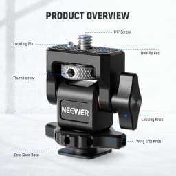 NEEWER DSLR Camera Clamp Adjustable Monitor Mount with Cold Shoe Anti Twist 1/4" Screw for Monitor Flash Light DIY Attachment