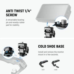 NEEWER DSLR Camera Clamp Adjustable Monitor Mount with Cold Shoe Anti Twist 1/4" Screw for Monitor Flash Light DIY Attachment