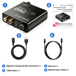 192KHz/24Bit DAC Digital to Analog Audio Converter Digital SPDIF Optical Toslink Coaxial to Analog Stereo L/R RCA and 3.5mm Jack