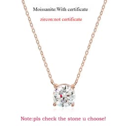 Smyoue 1-5CT Rose Gold Color Moissanite Necklace for Women D Color Sparkling Classic Lab Diamon Pendant Sterling Silver 925 100%