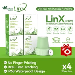 MicroTech LinX CGM 4 Sets Continuous Glucose Monitoring System 24Hx15Days Real-time Dynamic Blood Glucose Glucometer No Finger P