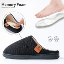 Winter men's slippers memory cotton shoe pad TPR large sole flat bottom anti slip warm and comfortable indoor knitted shoes