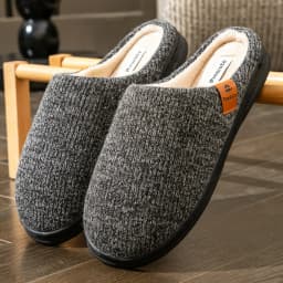 Winter men's slippers memory cotton shoe pad TPR large sole flat bottom anti slip warm and comfortable indoor knitted shoes