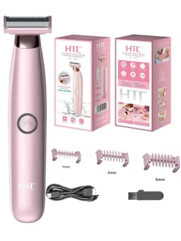 HTC Men's Electric Groin Hair Trimmer Pubic Hair Trimmer Body Grooming Clipper for Men Bikini Epilator Rechargeable Shaver Razor
