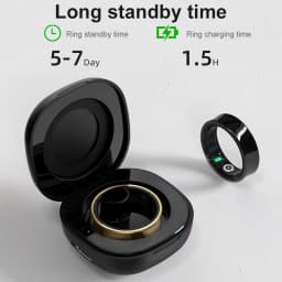 R09 Smart Ring Men Women with Charging Case,Heart Rate Blood Oxygen,Skin Temperature Monitor,5ATM Waterproof For Android iOS