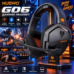 NUBWO G06 Gaming Headset 2.4GHz Bluetooth 5.3 Wireless Headphones Stereo Dual Mode Mic for PS5 PS4 PC Switch Mobile Phone Laptop