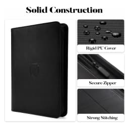 9 Pocket Zipper Card Binder, 360 Trading Card Holder Book, Premium PU Cover Zip Binder for Cards, Durable Side Loading Card