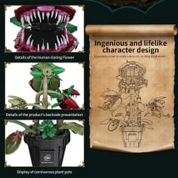 Creative Carnivorous Potted Plant Man-Eating Flower Building Blocks Home Decoration Collection MOC Bricks Toys Halloween Gift