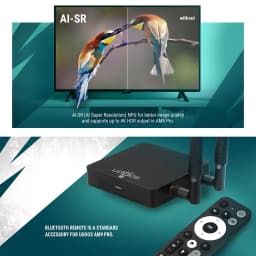 UGOOS AM9 Pro Amlogic S905X5-J TV BOX Android 14 LPDDR5 4G64G Supoprt AI-SR, 4K HDR WiFi6 BT5.2 1000M with BT Voice Remote