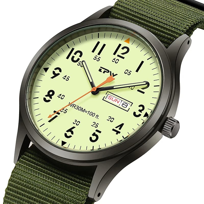 2026 TPW Field Watch Easy Reading Fabric Strap 24 Hours Display Quartz Movement