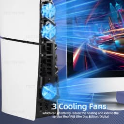 Cooling Fan for PS5 Slim Disc Edition/Digital Edition Game Console with RGB Lighting USB 3.0 Port for PlayStation 5 Accessories