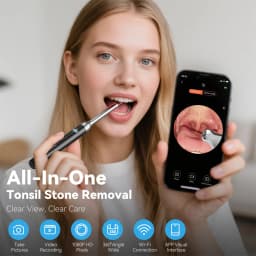 Visual Tonsil Stone Cleaner with Camera and Light 5pcs Heads USB Rechargeable Compatible with IOS and Android Simple and Safty