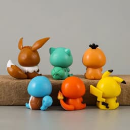 6pcs/set Crayon Shin-chan COS Pokemon Psyduck Pikachu Eevee Charmander Bulbasaur Squirtle Anime Figure Cute Doll Model Toys