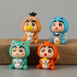 6pcs/set Crayon Shin-chan COS Pokemon Psyduck Pikachu Eevee Charmander Bulbasaur Squirtle Anime Figure Cute Doll Model Toys