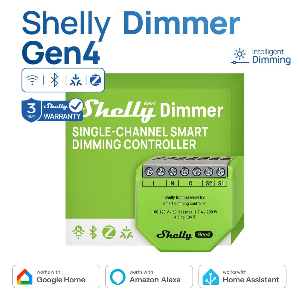 Shelly Dimmer Gen4 Wifi Smart Dimming Zigbee Switch Module Matter Controller With Works With Without Neutral Alexa Google Home
