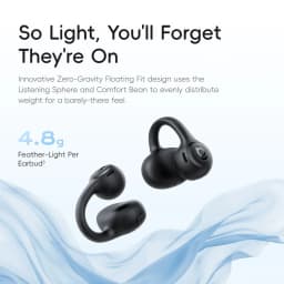 Baseus Bass BC1 Lite Open Ear Earbuds Clip-On Headphones Open-Ring Comfort with 2-Mic Clear Calls, IP55 Waterproof, 45H Playtime