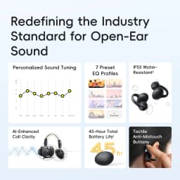 Baseus Bass BC1 Lite Open Ear Earbuds Clip-On Headphones Open-Ring Comfort with 2-Mic Clear Calls, IP55 Waterproof, 45H Playtime