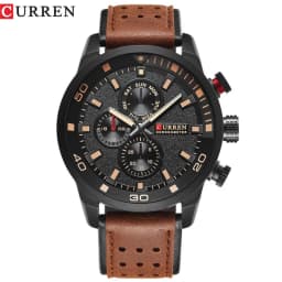 CURREN 8250 Men's Waterproof Casual Three-Hand Watch Business Leather Breathable Strap Wristwatch
