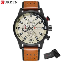 CURREN 8250 Men's Waterproof Casual Three-Hand Watch Business Leather Breathable Strap Wristwatch