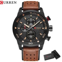 CURREN 8250 Men's Waterproof Casual Three-Hand Watch Business Leather Breathable Strap Wristwatch