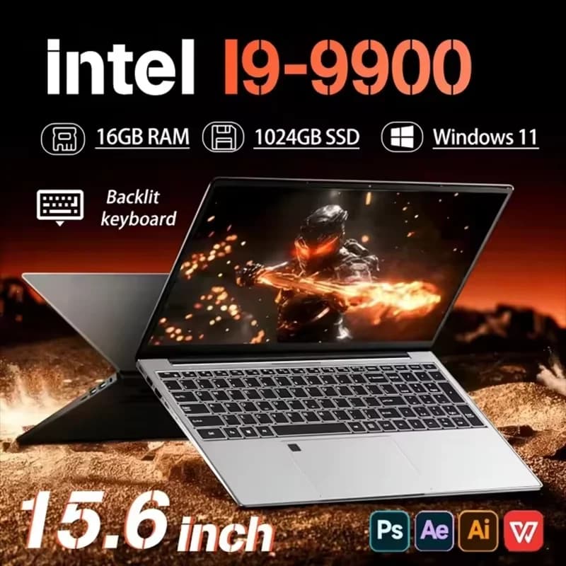 16GB RAM 1TB/2TB SSD Laptop - 15.6 Inch HD Screen, Intel Core I9-9900, Windows 11 Professional, Portable Notebook Computer