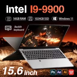 16GB RAM 1TB/2TB SSD Laptop - 15.6 Inch HD Screen, Intel Core I9-9900, Windows 11 Professional, Portable Notebook Computer