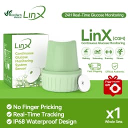 MicroTech LinX Continuous Glucose Monitor 15-Day CGM 24H Real-Time Blood Sugar Test No Finger Pricking Glucose Meter