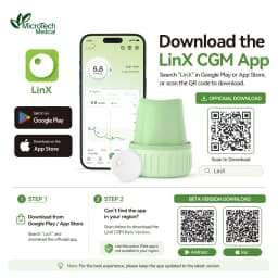 MicroTech LinX Continuous Glucose Monitor 15-Day CGM 24H Real-Time Blood Sugar Test No Finger Pricking Glucose Meter