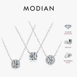 MODIAN Square & Round Halo Moissanite 925 Sterling Silver Pendant Necklace D Color VVS1 Lab Diamond Necklace For Women Jewelry