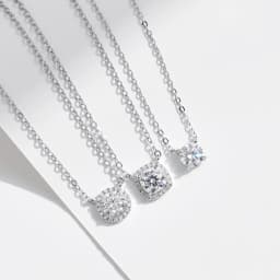 MODIAN Square & Round Halo Moissanite 925 Sterling Silver Pendant Necklace D Color VVS1 Lab Diamond Necklace For Women Jewelry