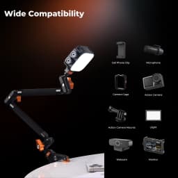 K&F CONCEPT Magic Arm Clamp Kit 22" Overhead Desk Camera Mount Long Articulating Friction Boom Arm for LED Light Action Camera