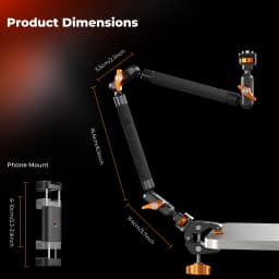 K&F CONCEPT Magic Arm Clamp Kit 22" Overhead Desk Camera Mount Long Articulating Friction Boom Arm for LED Light Action Camera