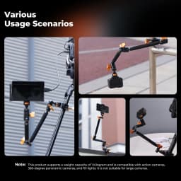 K&F CONCEPT Magic Arm Clamp Kit 22" Overhead Desk Camera Mount Long Articulating Friction Boom Arm for LED Light Action Camera