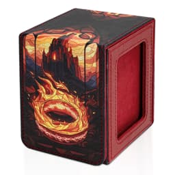 Card Deck Box for Pattern Print Cards with Display Window, Hold 100+ Double-Sleeved Cards, PU Leather Card Box Fits TCG Cards