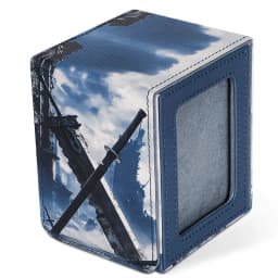 Card Deck Box for Pattern Print Cards with Display Window, Hold 100+ Double-Sleeved Cards, PU Leather Card Box Fits TCG Cards