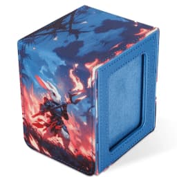 Card Deck Box for Pattern Print Cards with Display Window, Hold 100+ Double-Sleeved Cards, PU Leather Card Box Fits TCG Cards