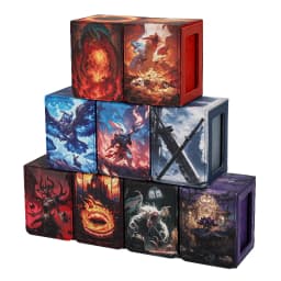 Card Deck Box for Pattern Print Cards with Display Window, Hold 100+ Double-Sleeved Cards, PU Leather Card Box Fits TCG Cards