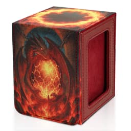 Card Deck Box for Pattern Print Cards with Display Window, Hold 100+ Double-Sleeved Cards, PU Leather Card Box Fits TCG Cards