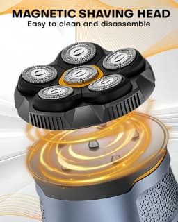 Upgraded Head Shaver for Bald Men, Cordless Electric Razor, 6 Dual Track Rotary Blades, Waterproof Wet/Dry, Men's Rotary Shaver