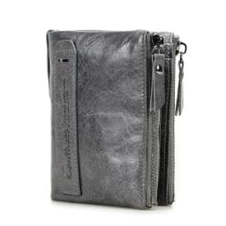 CONTACT'S HOT Genuine Crazy Horse Cowhide Leather Men Wallet Short Coin Purse Small Vintage Wallets Brand High Quality Designer