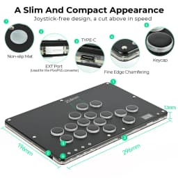 Haute42 T16 Black Stickless Hitbox Controller Leverless Arcade Fightstick For PC/PS4/PS5/Switch Fighting Game Hitbox Leverless