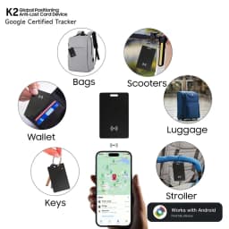 Android Smart Tracker Card Waterproof– Rechargeable Air Tag for Google Find My Device (Not for IOS/Huawei), Wireless Charging