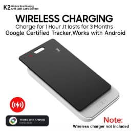 Android Smart Tracker Card Waterproof– Rechargeable Air Tag for Google Find My Device (Not for IOS/Huawei), Wireless Charging
