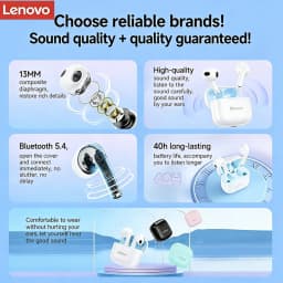 Original Lenovo LP40Pro TWS Bluetooth 5.1 Quick Connect Earphone Ergonomic Design Headphones Powerful Transmission Speed Headset