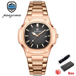 PAAZOMU Luxury Brand Men's Quartz Wristwatch Stainless Steel Waterproof Luminous Date Man Clock Square Business Watches For Men