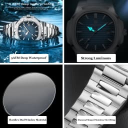 PAAZOMU Luxury Brand Men's Quartz Wristwatch Stainless Steel Waterproof Luminous Date Man Clock Square Business Watches For Men