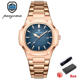 PAAZOMU Luxury Brand Men's Quartz Wristwatch Stainless Steel Waterproof Luminous Date Man Clock Square Business Watches For Men