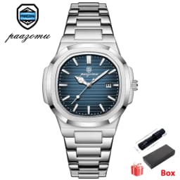 PAAZOMU Luxury Brand Men's Quartz Wristwatch Stainless Steel Waterproof Luminous Date Man Clock Square Business Watches For Men