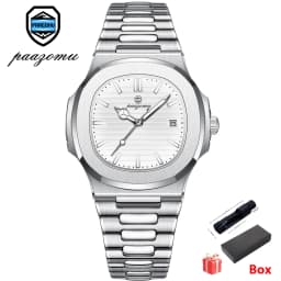 PAAZOMU Luxury Brand Men's Quartz Wristwatch Stainless Steel Waterproof Luminous Date Man Clock Square Business Watches For Men